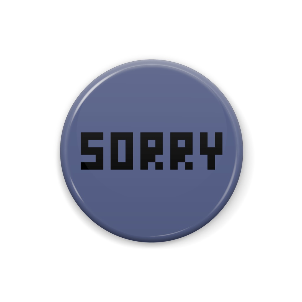 sorry 英語 ドット絵 缶バッジ ネイビー ブラック