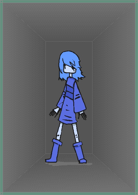 青い少女のドット絵風ポスター