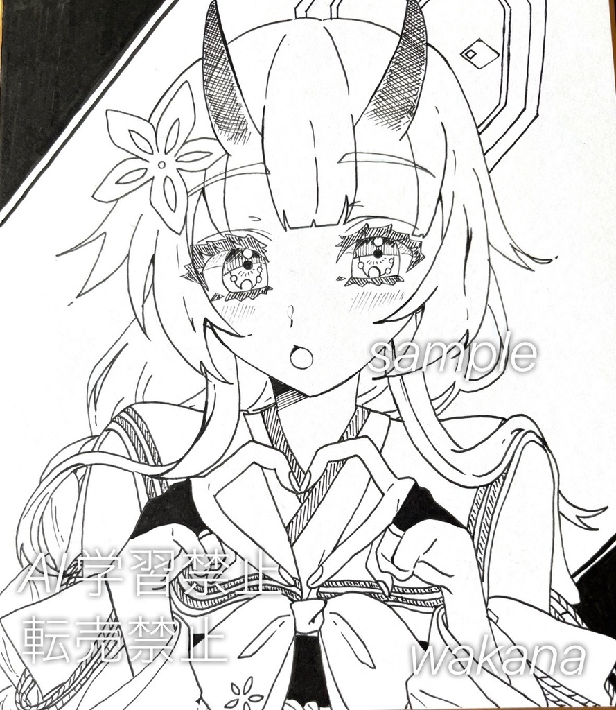 原画　ブルーアーカイブ　和楽チセ　ファンアート