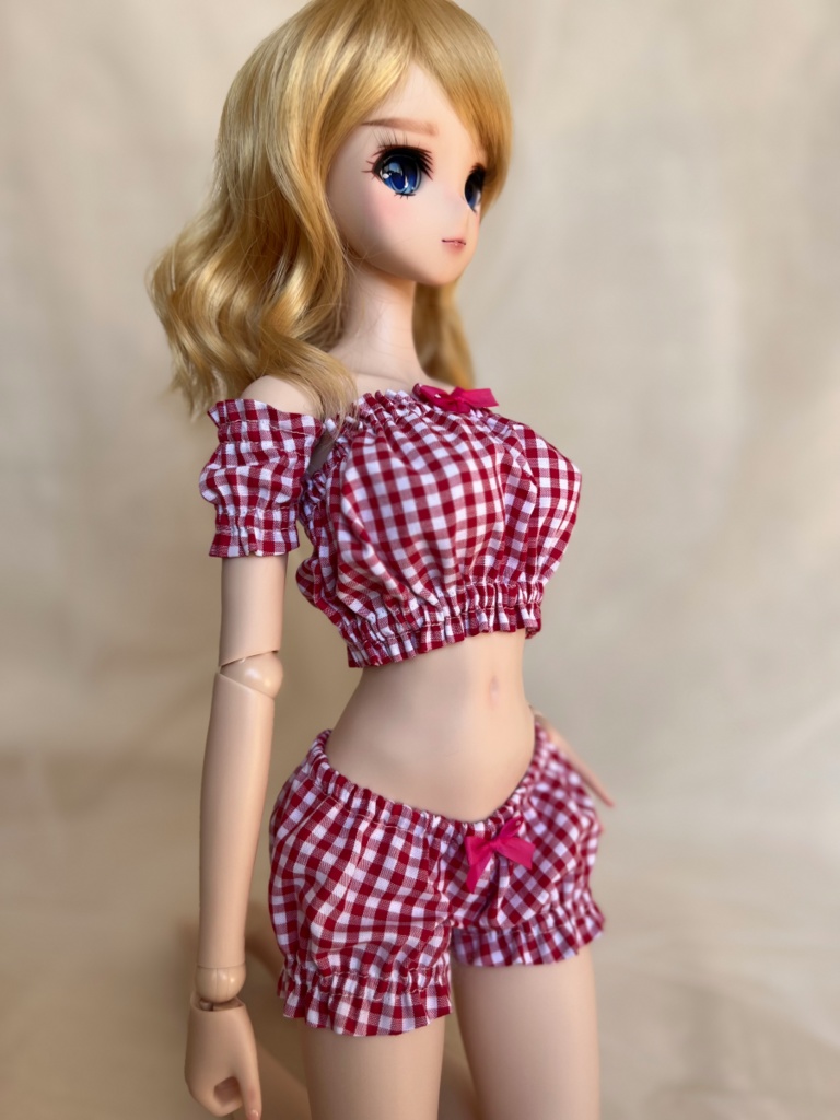 ギンガムチェックルームウェア/Gingham chek Loungewear for SMART DOLL・DD