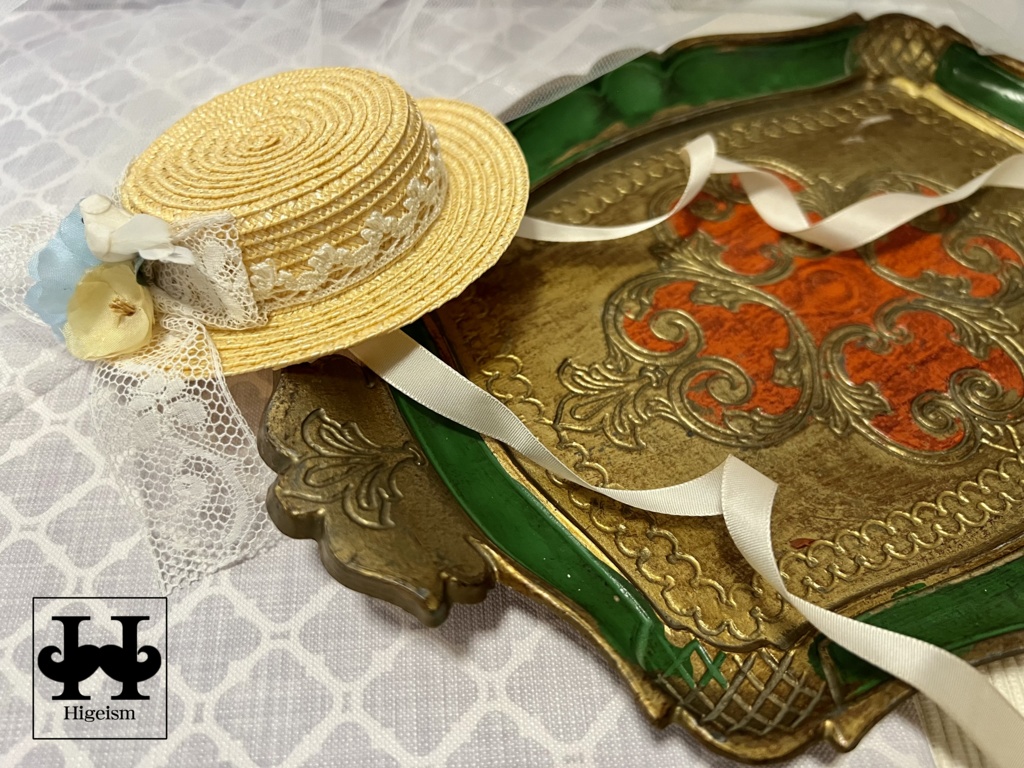 麦わら帽子 ナチュラル×小鳥/Straw hat (Natural×Bird)for DOLL