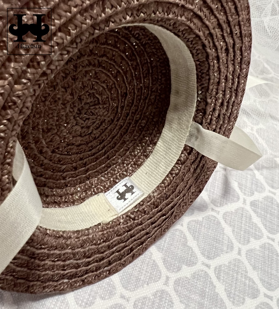 麦わら帽子 アッシュローズ×トリコロールリボン/Straw hat Ash rose×Toricolor Ribbon For DOLL