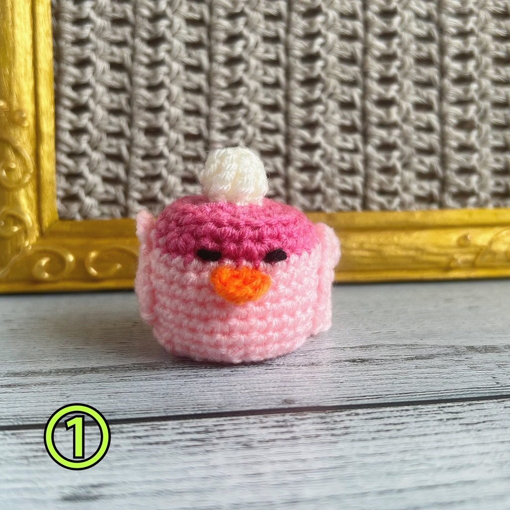 プリン鳥 いちご あみぐるみ