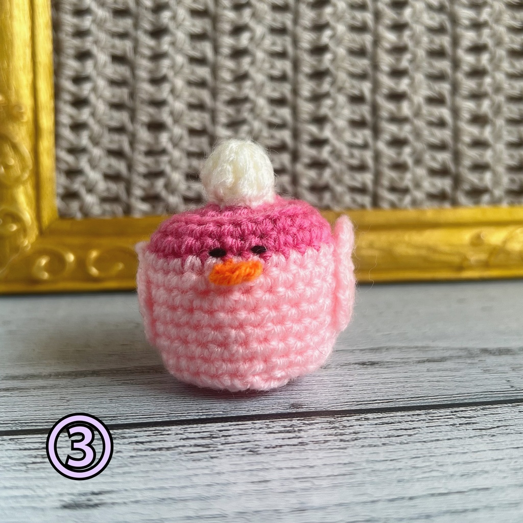 プリン鳥 いちご あみぐるみ