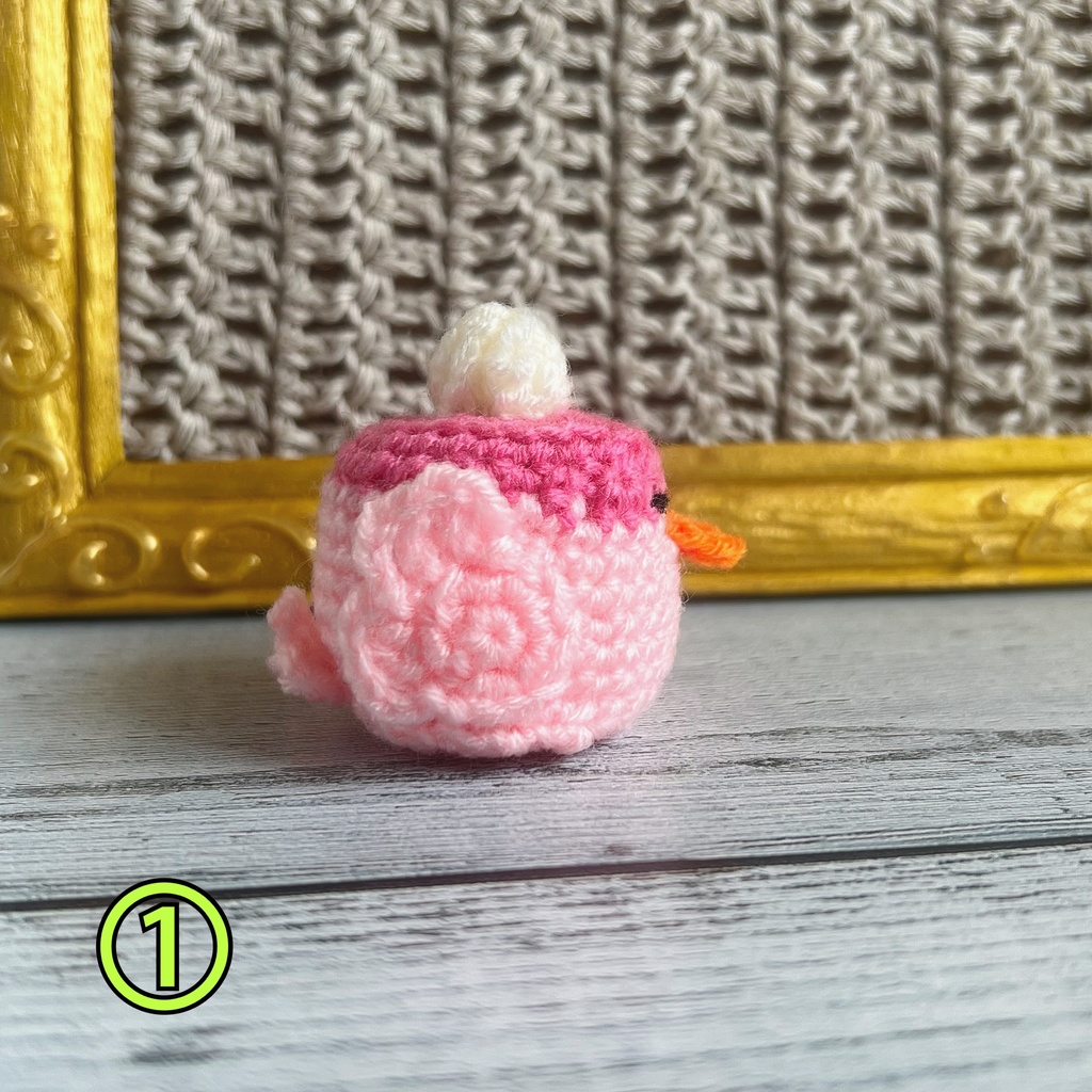 プリン鳥 いちご あみぐるみ