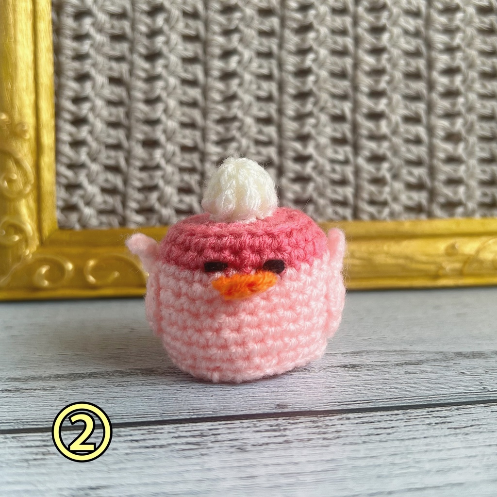 プリン鳥 いちご あみぐるみ