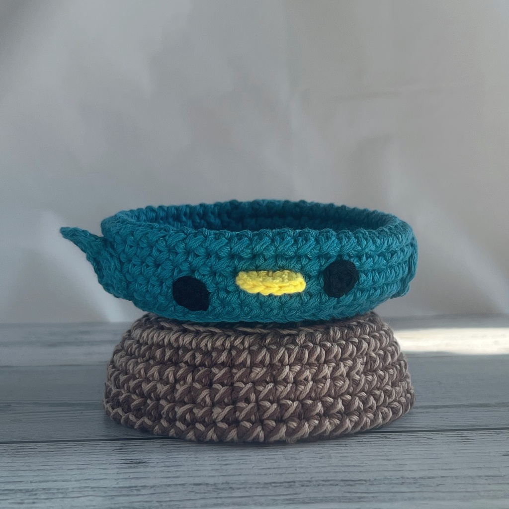 コースター　青い鳥　かぎ針編み