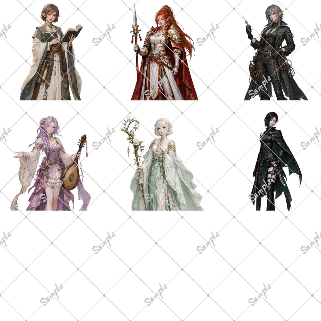 【立ち絵素材60点】エルフ女性(png)