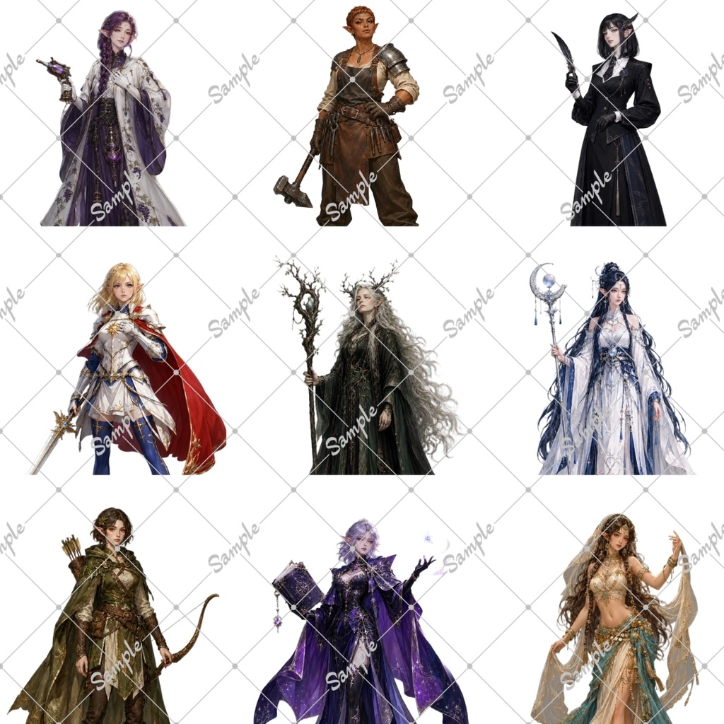 【立ち絵素材60点】エルフ女性(png)