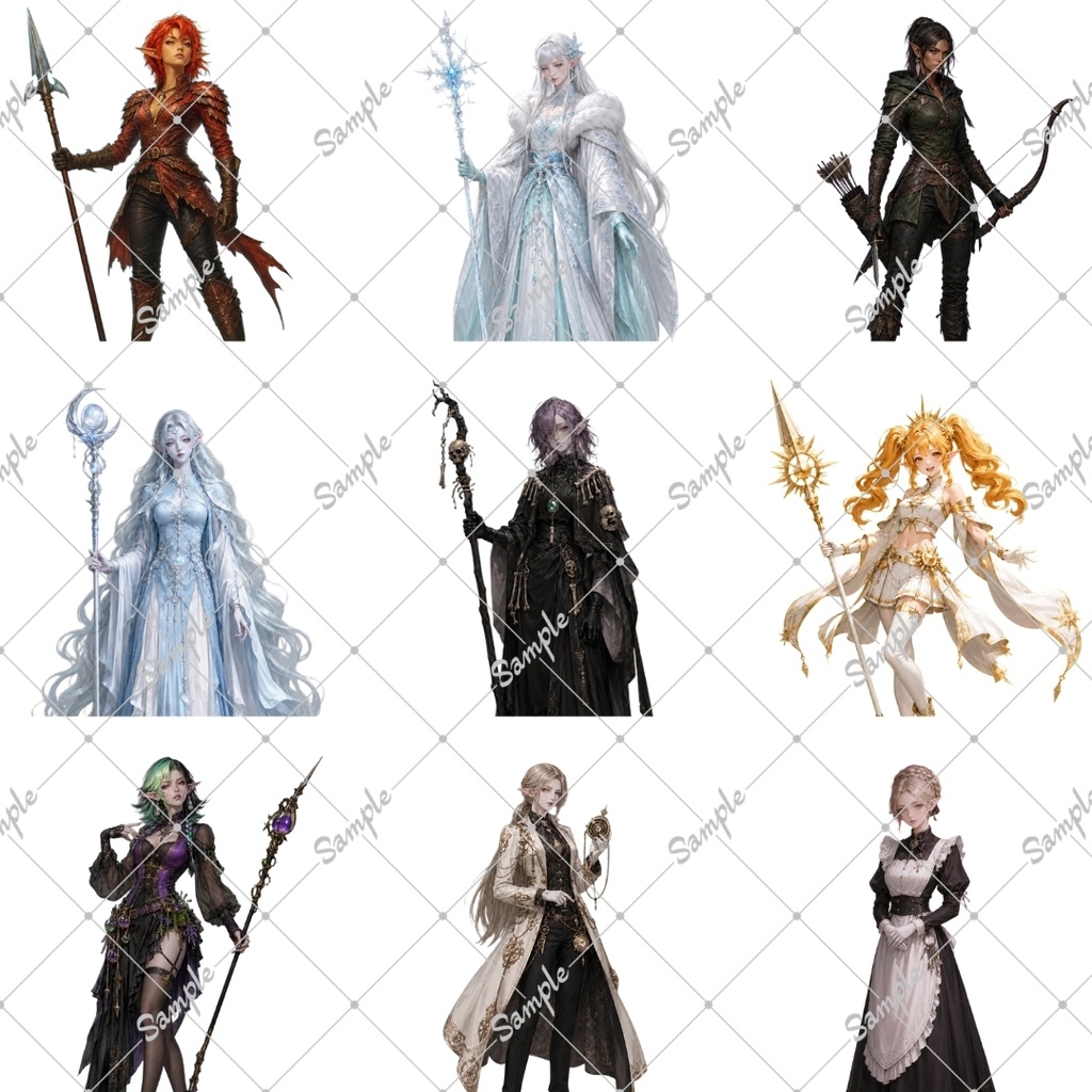 【立ち絵素材60点】エルフ女性(png)