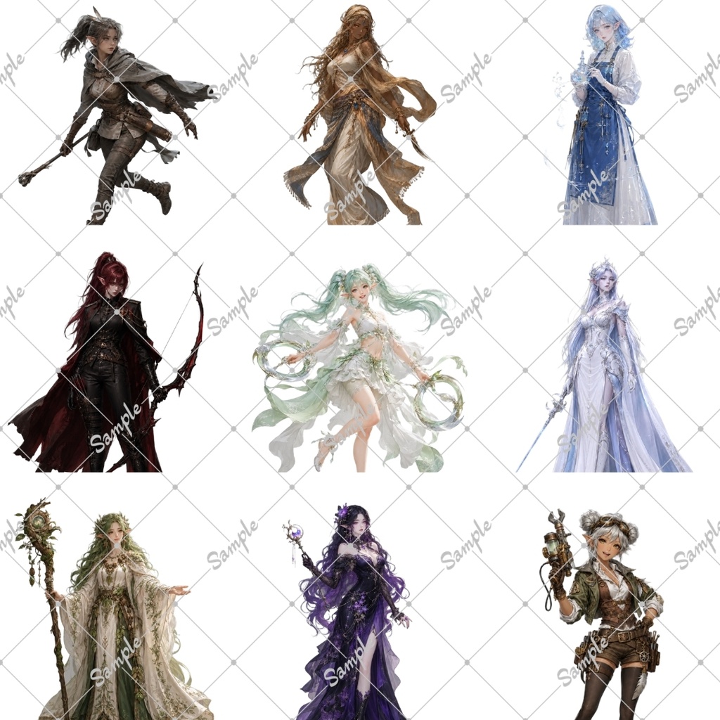 【立ち絵素材60点】エルフ女性(png)
