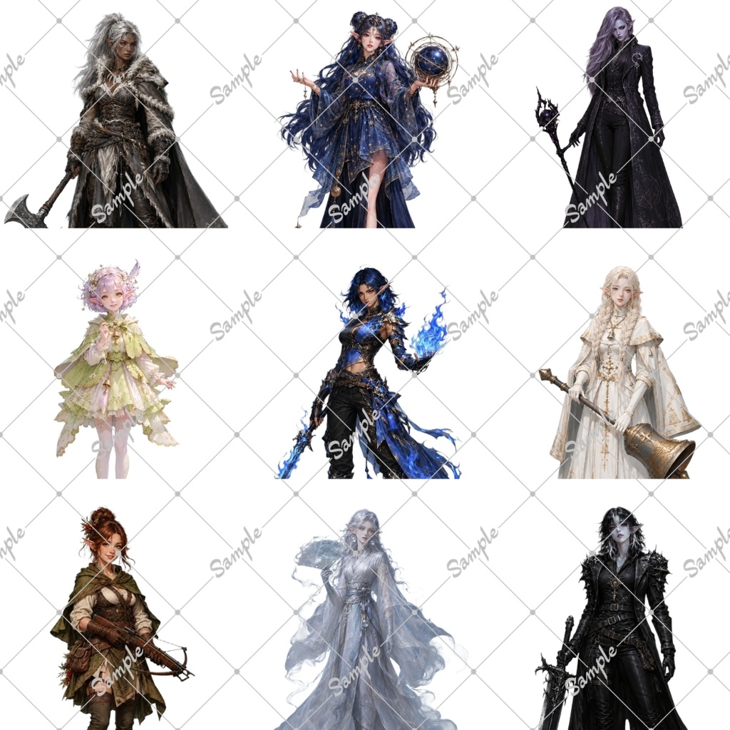 【立ち絵素材60点】エルフ女性(png)