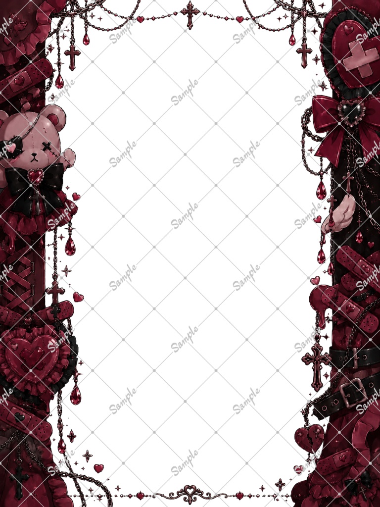 【配信素材】おはようVtuberフレームセット 病みかわ|色差分5色・文字あり/なし