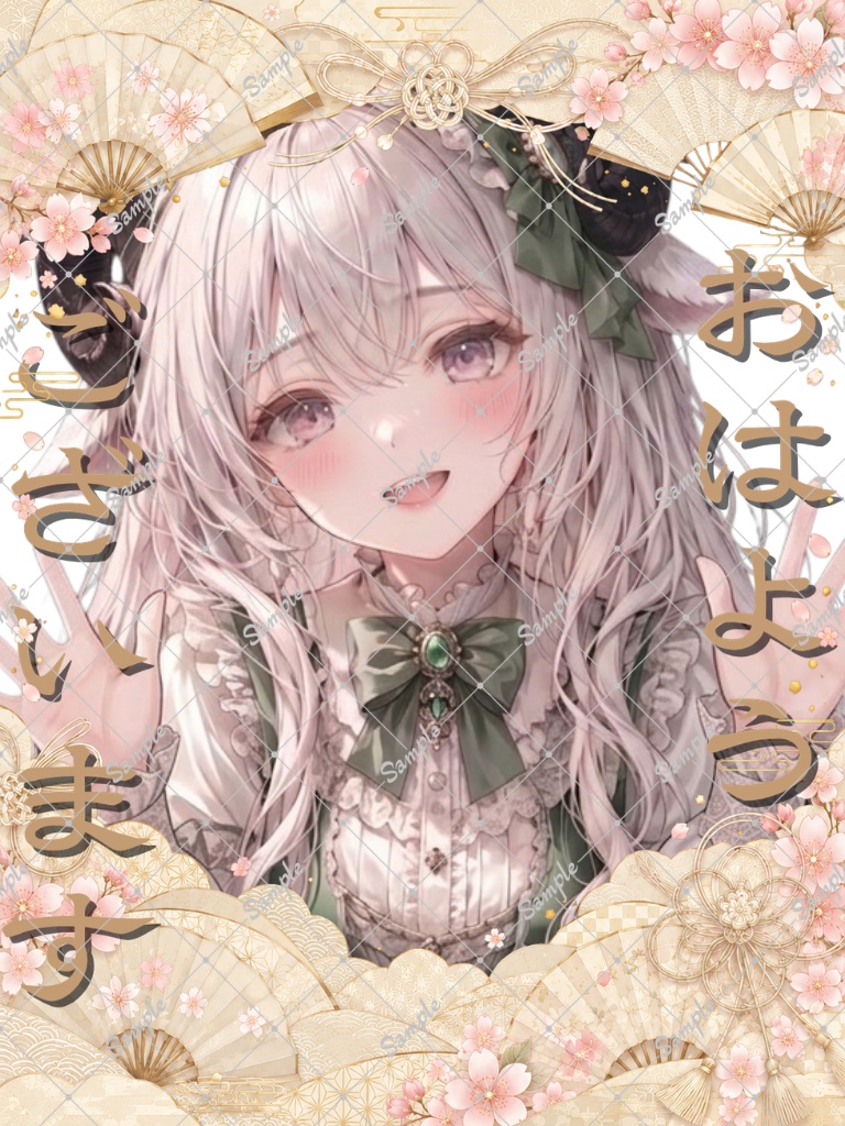 【配信素材】おはようVtuberフレームセット 和風｜色差分5色・文字あり/なし