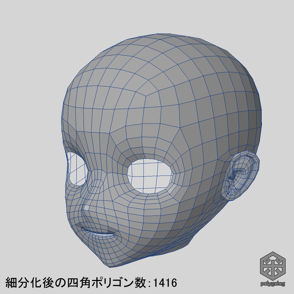 ローポリな頭部 ベースメッシュモデル