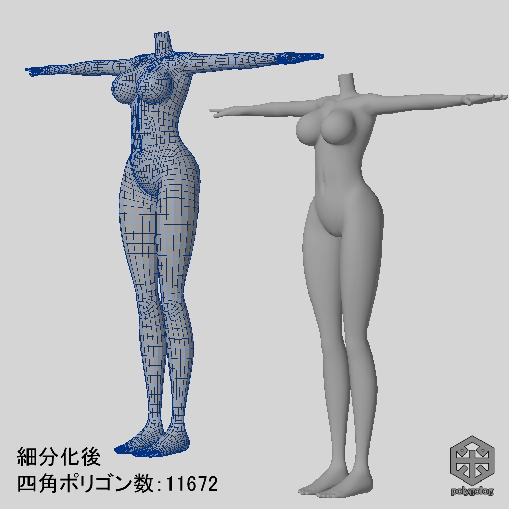 ローポリな体 ベースメッシュモデル