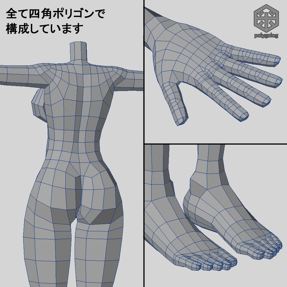 ローポリな体 ベースメッシュモデル