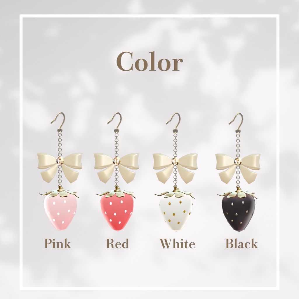 【VRChat】Strawberry Ribbon / 3Dピアス(PB設定済み)