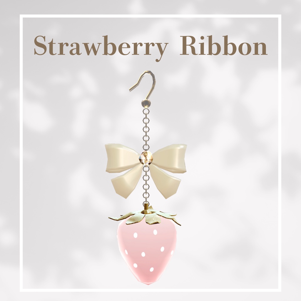 【VRChat】Strawberry Ribbon / ３Dピアス（PB設定済み）