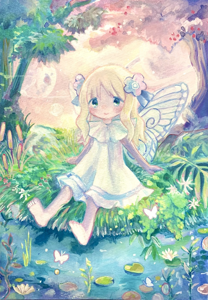 原画「妖精と水辺」