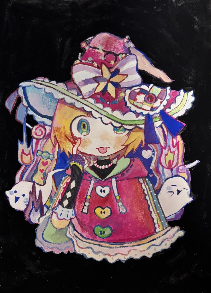 原画「魔女ちゃんとおばけ」