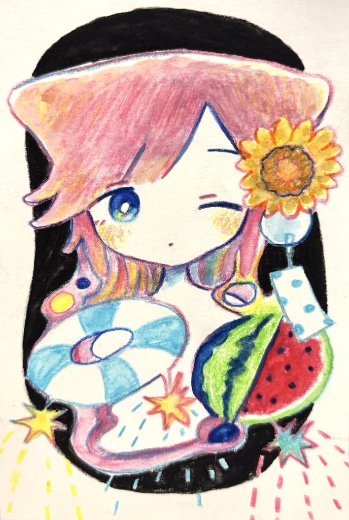 原画 残暑見舞い（お手紙付き）