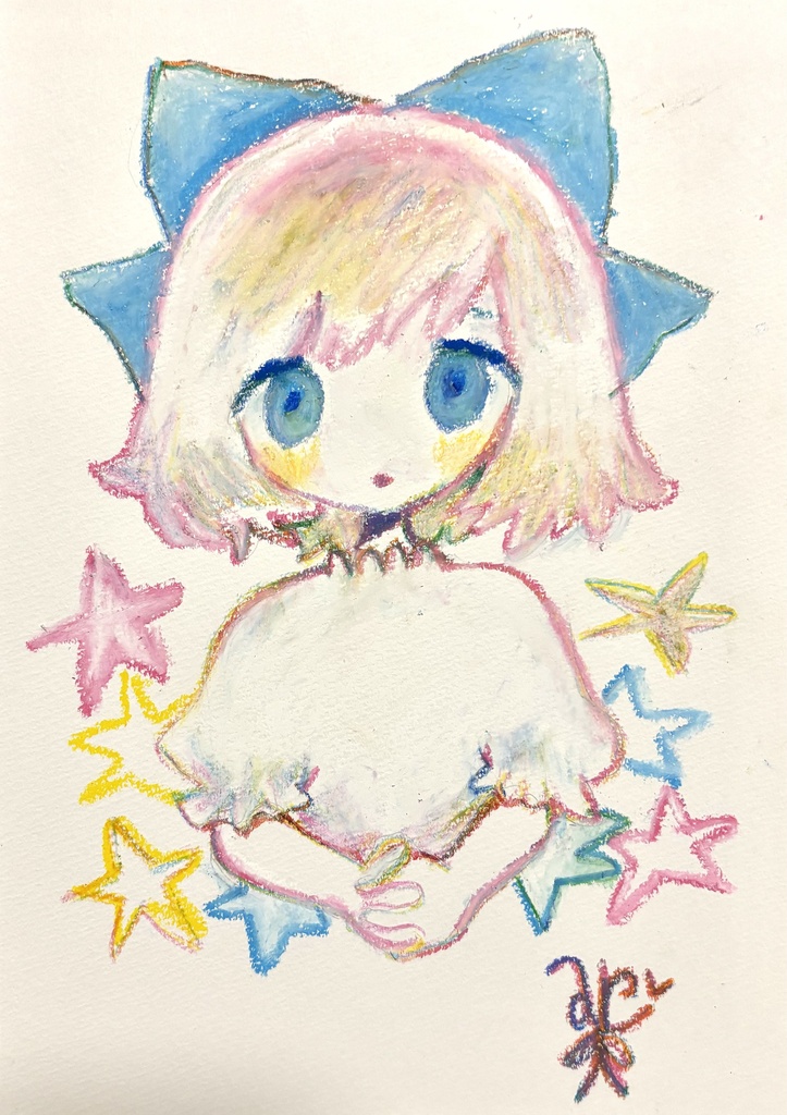 原画「青いリボンの女の子」