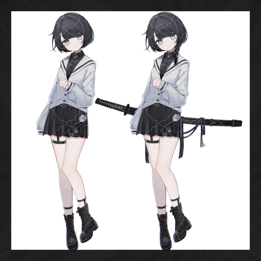 立ち絵素材_黒髪ボブの女の子_24