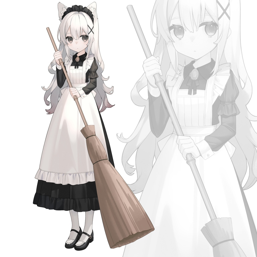 (再販) 立ち絵素材(猫耳メイド)/表情差分×9種