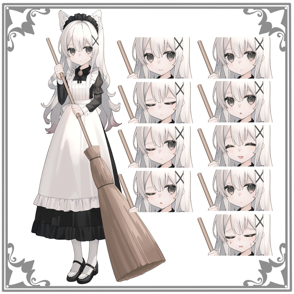(再販)　立ち絵素材(猫耳メイド)/表情差分×9種