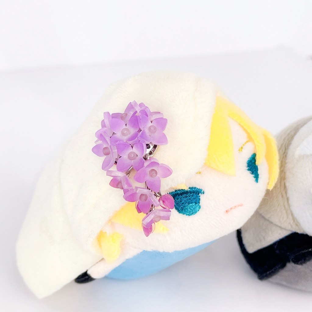 ライラックのぬいぐるみ用アクセサリー・お揃い耳飾り