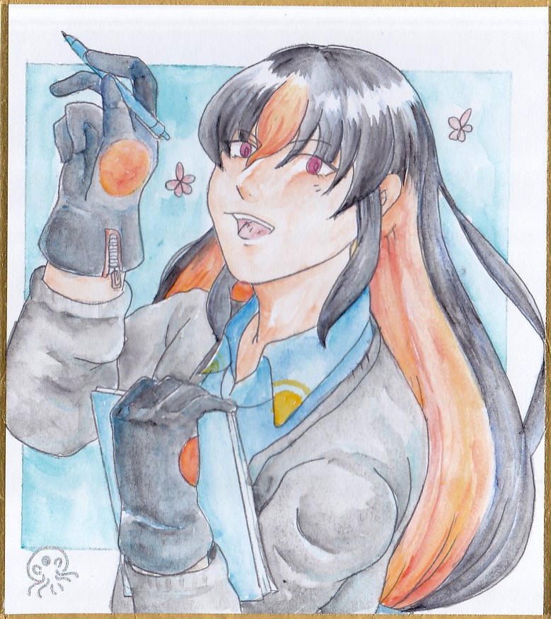 ミニ色紙原画 ロア・仕事中