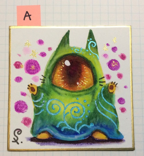 「謎生物NEKOTAN」豆色紙ドローイング