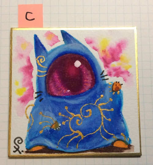 「謎生物NEKOTAN」豆色紙ドローイング