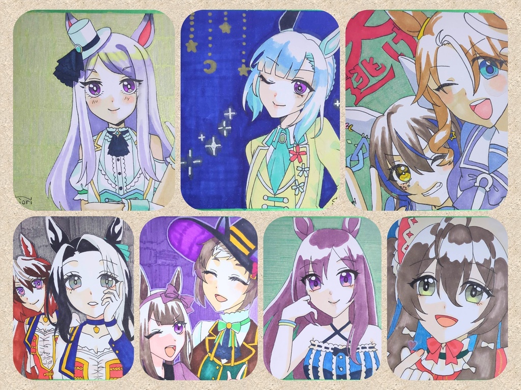 【ウマ娘】手描き色紙(メジロ家)