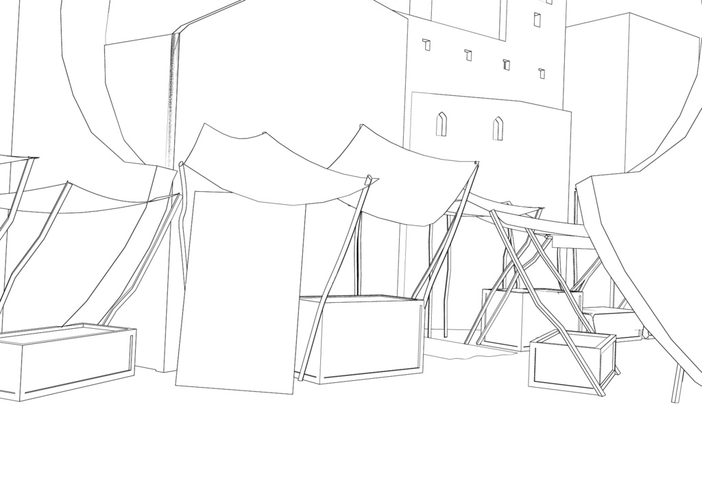 絹の街3D素材(クリスタ専用)