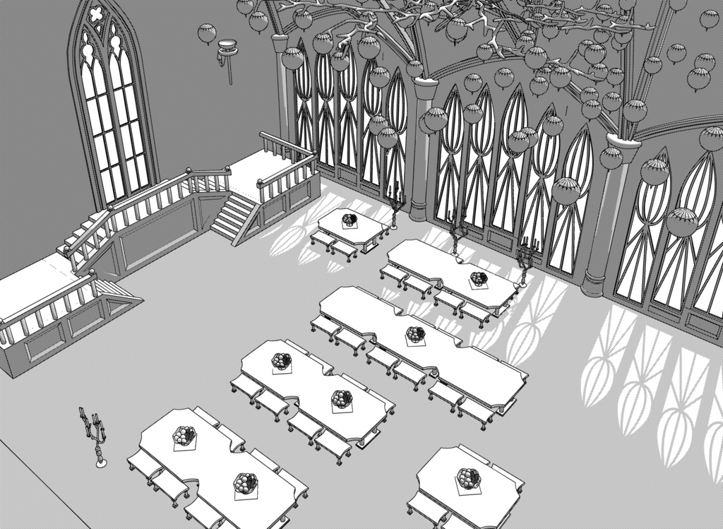 NRC大食堂の3D素材(クリスタ専用)