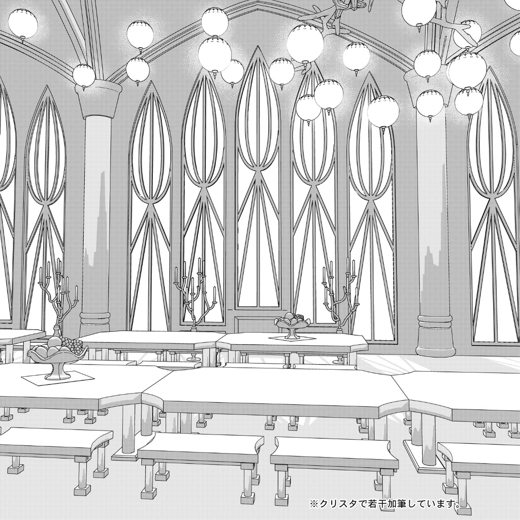 NRC大食堂の3D素材(クリスタ専用)