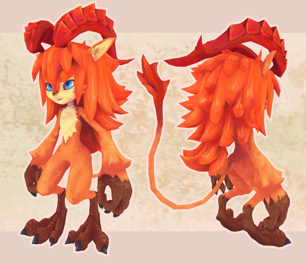 【オリジナル3Dモデル】 けもイフリート(Furry Efreet)