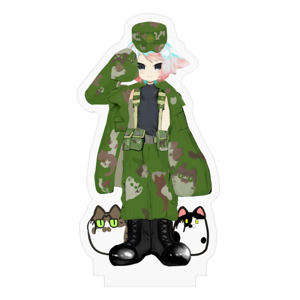 敬礼アクリルスタンド猫ちゃんも敬礼しててお得!