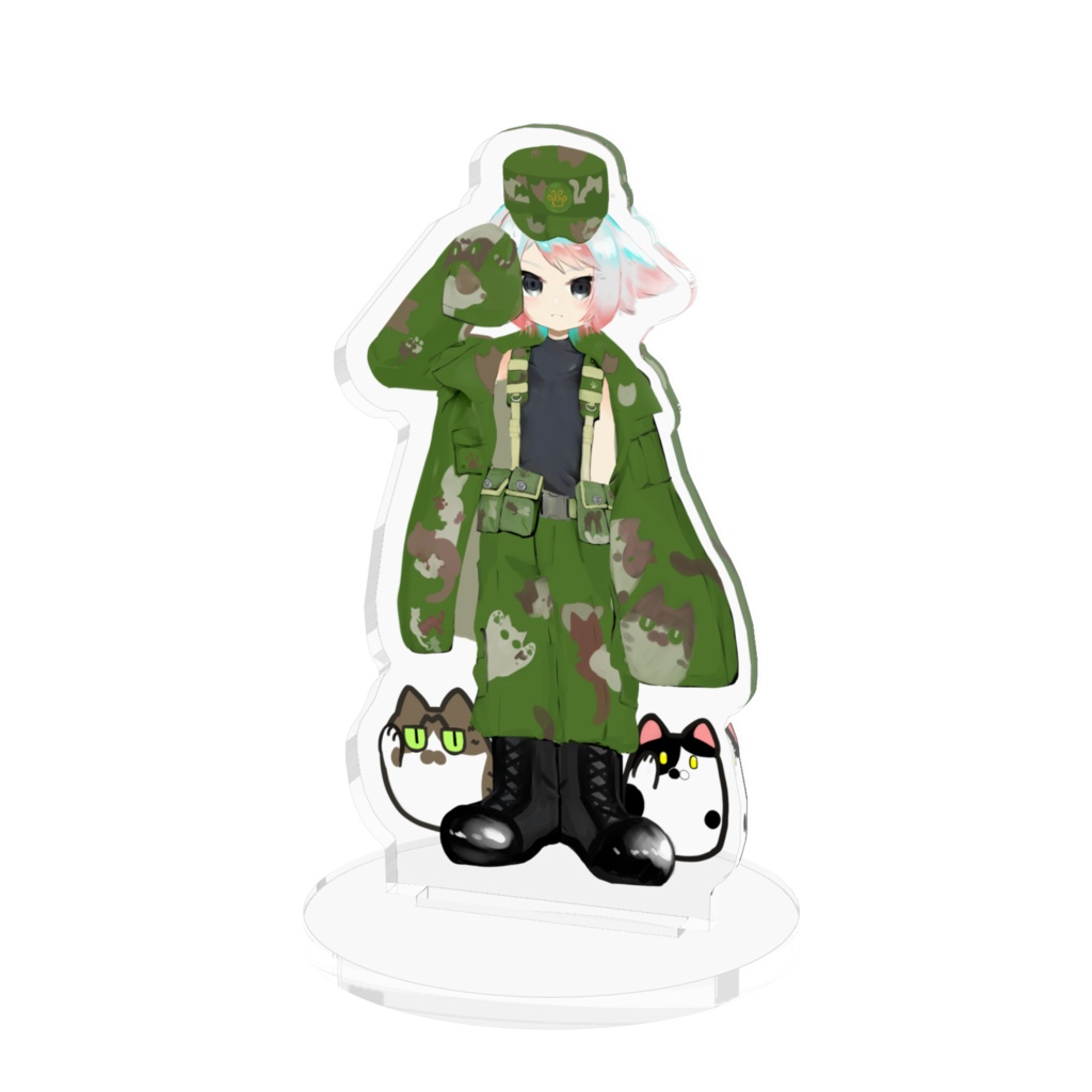 敬礼アクリルスタンド猫ちゃんも敬礼しててお得！