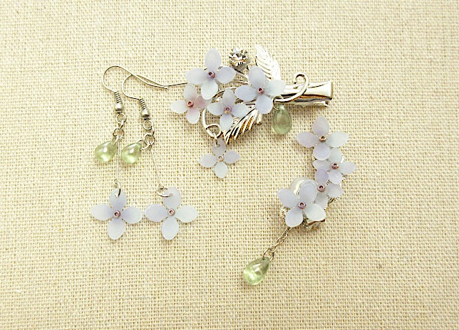 涼紫陽花のピアス(イヤリング変更可)