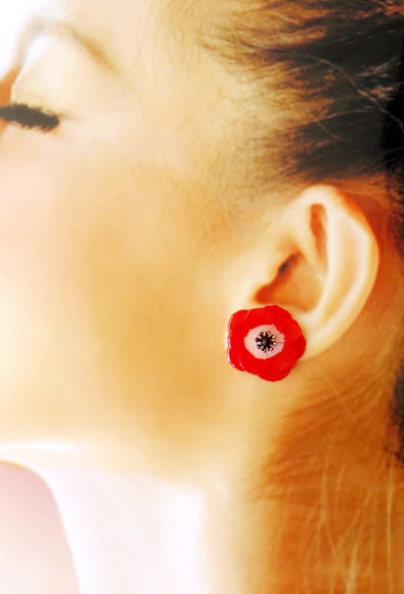 アネモネのピアス(赤)