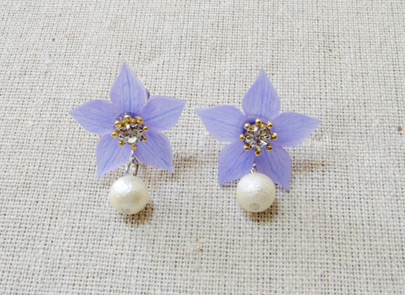 桔梗のピアス(イヤリング変更可)