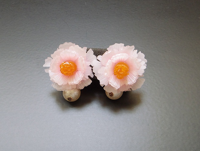 牡丹のピアス(イヤリング変更可)