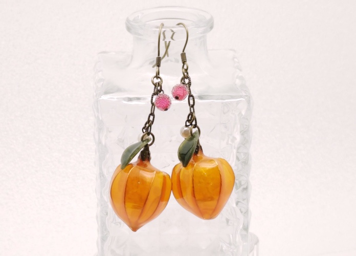 鬼灯のピアス(イヤリング変更可)