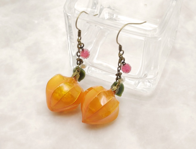 鬼灯のピアス(イヤリング変更可)