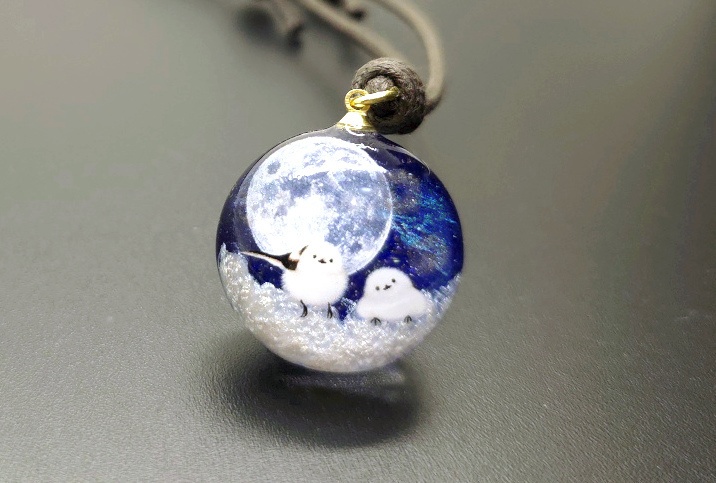 【星空とシマエナガ】ネックレス