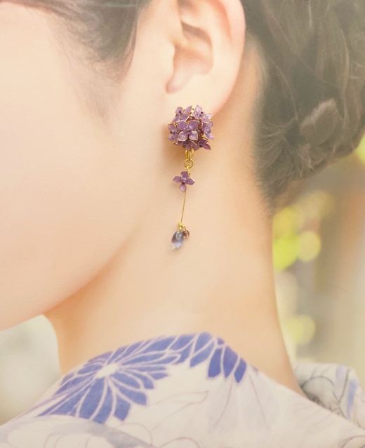 玉紫陽花のイヤリング(ピアス変更可)