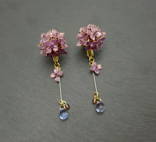 玉紫陽花のイヤリング(ピアス変更可)